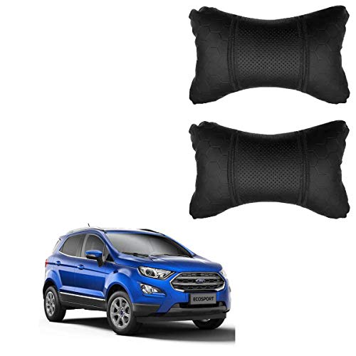 Kandid Car Neck Rest Football Design Black Pillow Cushion (Set of 2) for Ecosport_193