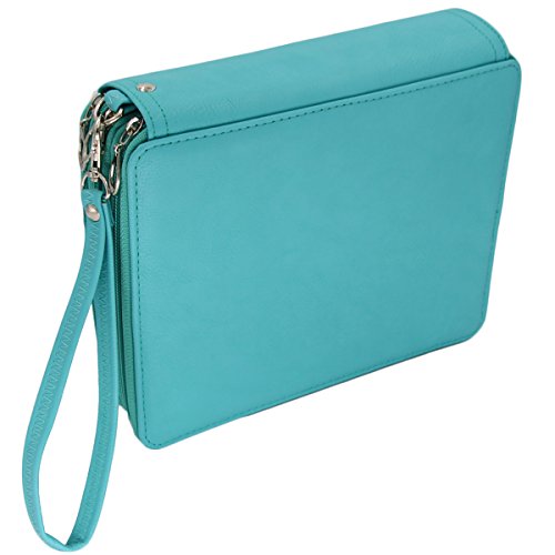 Miraclekoo 120 Slots PU Leather Pencil Holder Pencil Case Large Capacity Multi-layer Pencil Bag (Turquoise)
