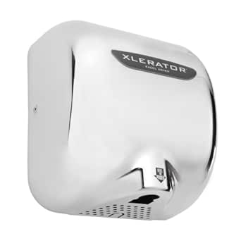XLERATOR XL-CX Automatic Surface-Mounted Hand Dryer with Chrome Cover and 1.1 Noise Reduction Nozzle, 12-11/16" Height x 11-3/4" Width x 6-11/16" Depth, 227 V