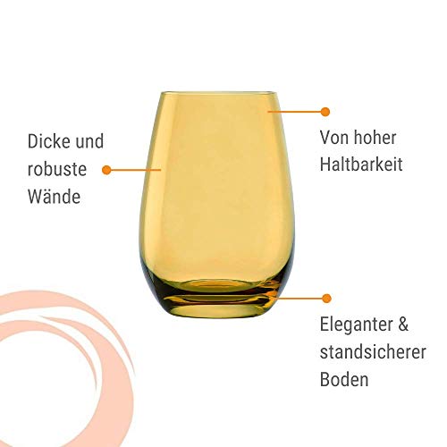 Stölzle Lausitz Wassergläser Set Elements Mediterraner Mix 465 ml randvoll / 6er Set Wassergläser Spülmaschinenfest hohe Bruchresistenz/Trinkgläser Set Kristallglas/Saftgläser Set – Bild 6