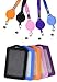 KLOUD City 5 Pcs Vertical Style Black Leather Business ID Badge Card Holder with 5 Pcs Retractable Lanyard Neck Strap Band (Style 3)
