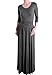 LeggingsQueen Women's 3/4 Sleeves Shirred Waist Detail Long Maxi Dress