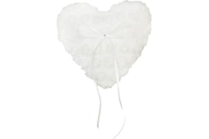 FOMIYES Wedding Ceremony Heart Pillow Bridal Shower Ring Bearer Pillow Floral Decorated Satin Ribbon for