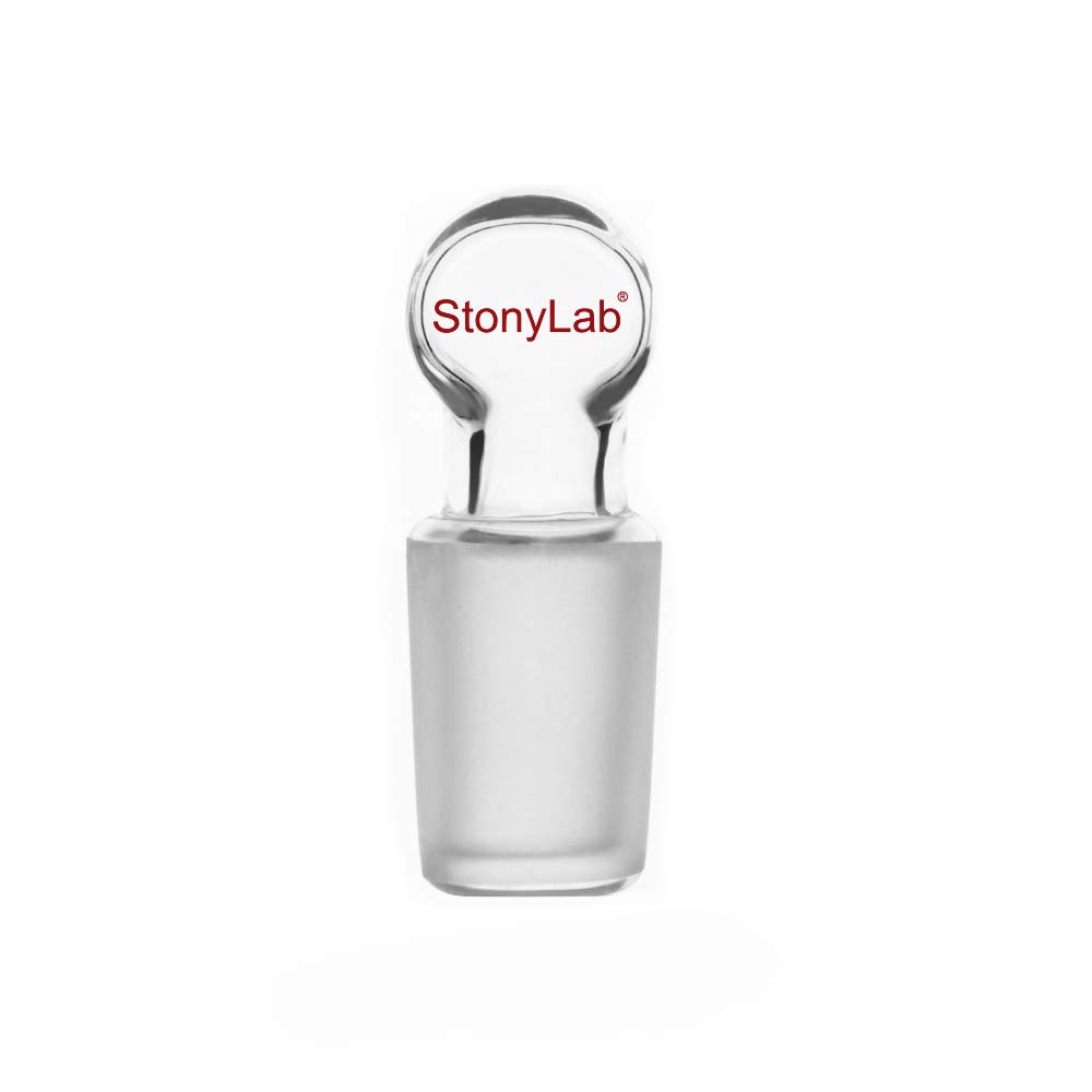 StonyLab Glass Penny Head Glass Hollow Stopper for 14/20 Outer Joint Glass, With Closed Bottom (1 Pack)