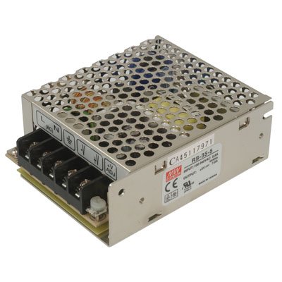 Mean Well RS-35-24 Enclosed Switching AC-to-DC Power Supply, Single Output, 24V, 0-1.5A, 36W, 1.4" H x 3.2" W x 3.9" L