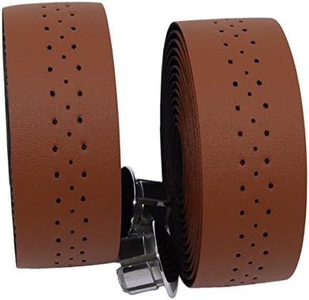 KINGOU Handlebar Tape Luxury PU Leather Bar Tape Fixed Gear/Road Bike Bar Wrap with 2 Reflective Plug