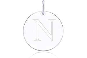 LGSY 925 Sterling Silver Mini Initial Disc Round Charm Pendant for Women Jewelry