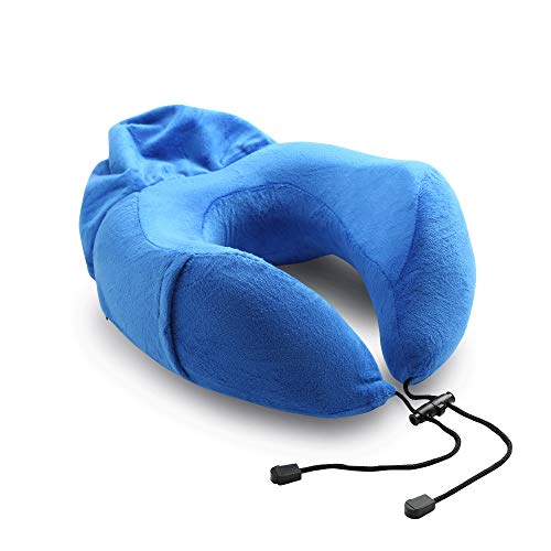 Mastery Mart Travel Pillow, Memory Foam Neck Pillow for Airplane Car, Head Neck and Chin Support with Portable Washable Case (Sky Blue)