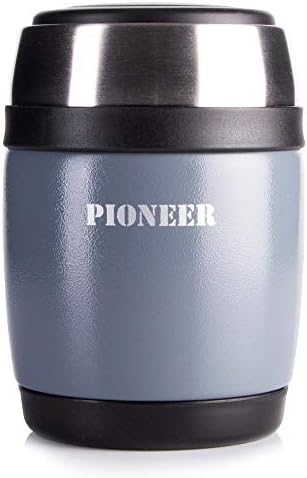 Pioneer Vacuum Insulated Leakproof Soup/Food Flask with Spoon, 8 Hours Hot 24 Hours Cold, Metallic Grey, 380 ml