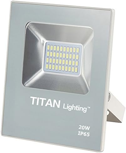 Titan Lighting White Frameless 20W Led Flood Lights, 100W Halogen/CFL Replacement, 1700LM, 6000K Day Light, Waterproof, 120-277V, Instant on