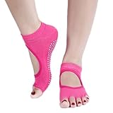 Sanwood Women's Grip Toeless Yoga Socks (Pink)