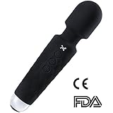 COC Cordless Mini Wand Massager for Women | 8 Powerful Speeds &amp; 20 Pulsating Patterns | Travel Friendly - Black