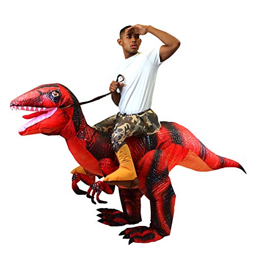 Spooktacular Creations Inflatable Raptor Riding a Raptor Dinosaur Deluxe Costume - Adult Size