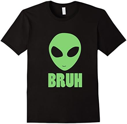 Men's BRUH shirt funny little green bro t-shirt alien lover tee Small Black