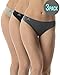 Balanced Tech Women's Seamless Thong Panties 3-Pack - Black/Grey Assorted - Medium