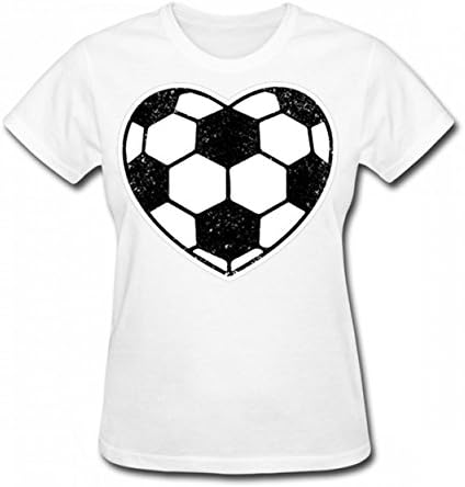 MZOUQD Soccer Heart Cool Tshirt Trendy Print T-Shirts Valentine Women's Tee White