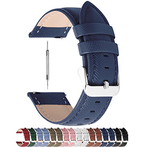 Fullmosa Leather Watch Strap 22mm 20mm 18mm 24mm 16mm 14mm 26mm, Classic Cross Leather Band Compatible with Samsung Watch, Huawei Watch, Fossil Watch, Withings Smart Watches