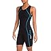 RunBreeze Women's Triathlon Suit | Breathable, Quick-Drying Tri Suit with Dual Rear Pockets (Black/Cyan, Large (US 8-10))