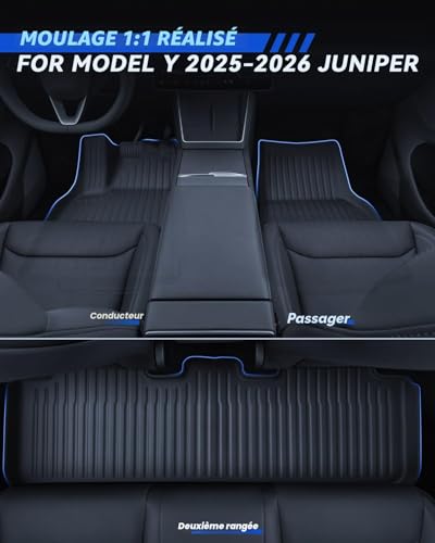 LANTU 9pcs Floor Mats for Tesla Model Y 2025-2026 Premium/Performance TPE All Seasons 3D High Edge Non-slip Waterproof for Trunk and Second Row Seats Juniper Accessories