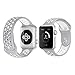 Aokon Apple Watch Band 42mm, Soft Silicone Replacement Wrist Strap for Apple Watch Series 2, Series 1, Nike+, M/L Size (42MM, Silver / White)