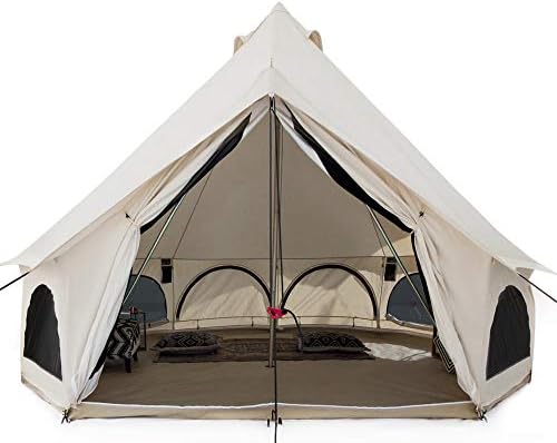 White Duck Outdoors Premium Canvas Bell Tent with UV Treatment, Fire Water Repellent, Stove Jack, Bug mesh for All Season Camping and Glamping