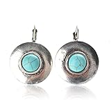 TS Turquoise Inlaid Round Earrings