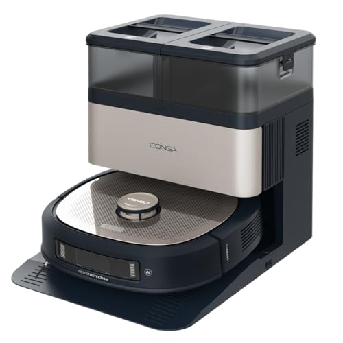 Cecotec Robot Aspirapolvere e Lavapavimenti con Stazione Autovuotante, IA e Laser Conga Z100 X-Treme. Navigazione Laser e Intelligenza Artificiale, 20000Pa, Lavaggio Professionale, Mocio XXL