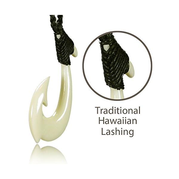 Download Kanakala Pacific Hawaiian Hand Carved Bone Fish Hook Necklace