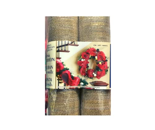 Ova Decorative Mesh Christmas Ribbon Garland | 2 Pack Gold