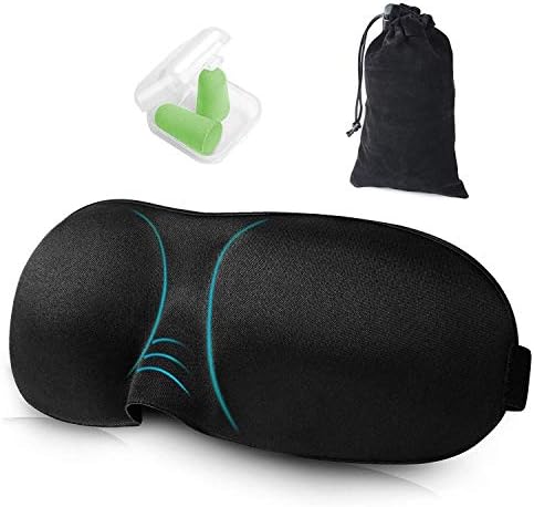 3D Contoured Sleep Mask with Earplugs, Adjustable Eye Masks for Sleeping, Lightweight and Comfortable, Best Eyeshades for Travel, Shift Work, Naps, Night Blindfold(4th Generation)