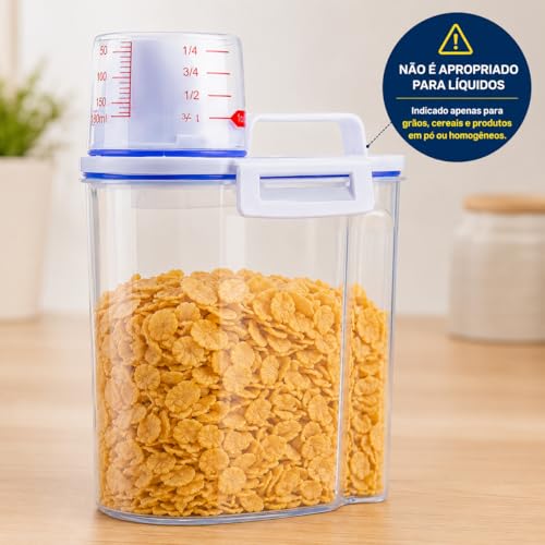 Kit 5 Unids Potes Herméticos 2 Litros Organizador Para Cozinha e Lavanderia