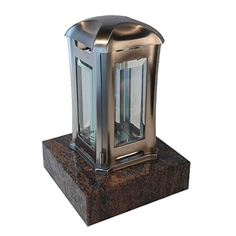 designgrab AEL5AGB1Gnei Grablampe Venezia aus Edelstahl Silber 13 x 13 x 24 cm