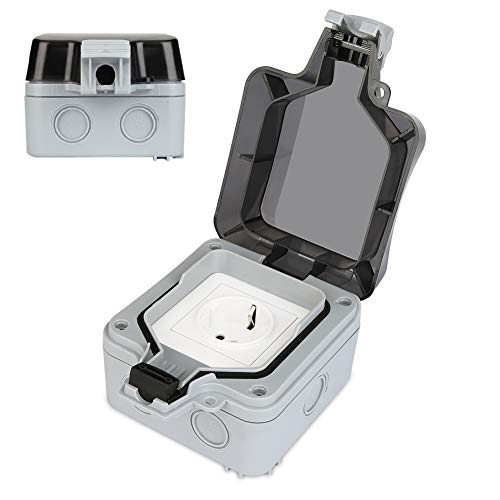 Außensteckdose, Staubdicht Steckdose Wandsteckdose für Außenbereich, IP66 Wetterfest Outdoor Steckdose Schutzkontakt… – Bild 4