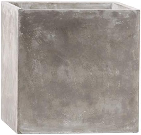 Urban Trends Collection Smooth Design Body Cement Square Pot in Natural Finish - Light Gray