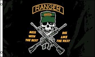 AZ FLAG, American Ranger Mess With The Best Flag, 3x5 Ft, 100D Polyester United States Rangers Banner with Two Metal Grommets