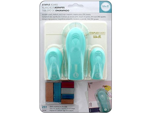 American Crafts Magnetic Staple Board by We R Memory Keepers | Includes small, medium and large magnetic staplers and 250 staples in 3 different sizes and 4 different colors