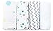 Organic Muslin Swaddle Blankets by Tristan & ava, 100% Cotton, Ultra Soft, Pre-Washed, 4-Pack Baby Swaddle Blanket Set for Boys and Girls, 47 x 47 inch, Starry Night