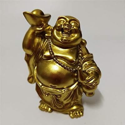 Amazon De Nobrand Golden Lachende Buddha Statue Feng Shui Harz Maitreya Buddha Skulptur Garten