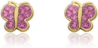 Molly Glitz "Shine Bright"14k Gold-Plated Pink Crystal Butterfly Stud Earrings