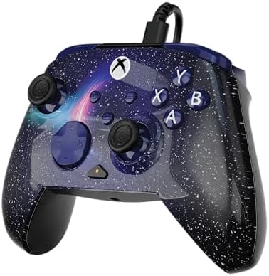 Rematch Advanced Dark Cosmos Controller da gaming con cavo per Xbox e PC. Con licenza per Xbox con pulsanti rimappabili, grilletti sensibili e comandi audio