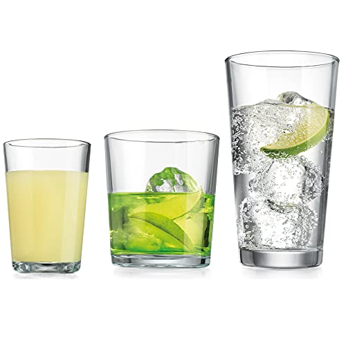Drinking Glasses Set 18 Piece Mixed Glassware Set By Glaver's, 6 ...