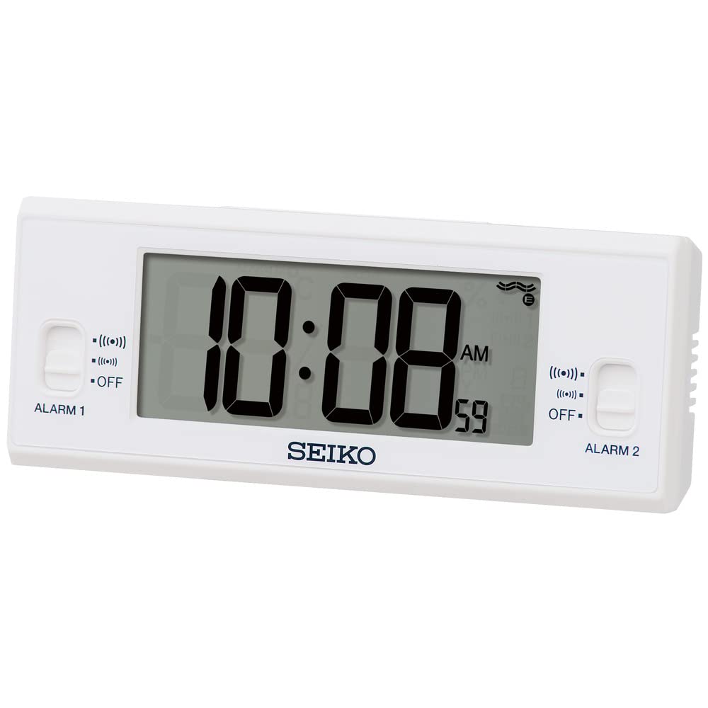 セイコークロック 目覚まし時計 置時計 デジタル 電波 白 48×123×30mm SQ321W商品画像