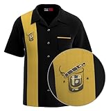 BeRetro Men's Cigar Button Down Bowling Shirt