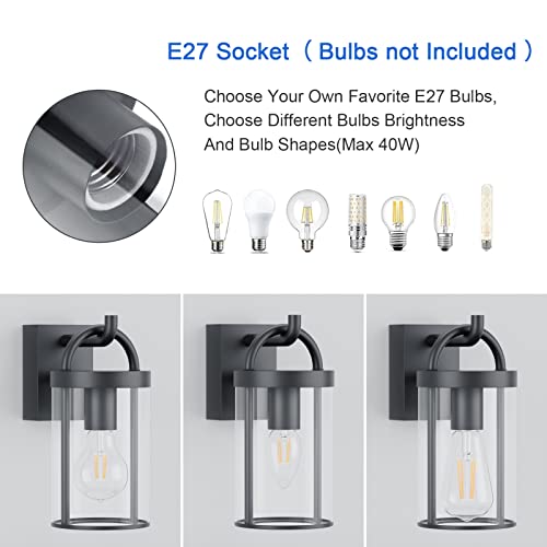 Klighten Outdoor Wall Lamp E27, Vintage Industrial Wall Light, Anthracite, Outdoor Wall Lights, Wall Lamp for Porch Garden, 40W Max, IP44, Not Included Bulb