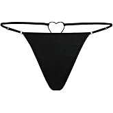 WDIRARA Women's Plus Size Heart Ring Linked G String Panty Low Rise T Back Underwear Thong