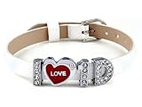 Imixlot® I Love One Direction I Love 1d Handmade in China White Wristband Bracelet Slider Crystal Letter