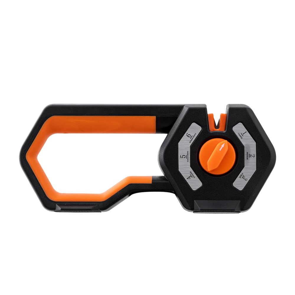Photo 1 of 6-Stage Knife Sharpener - Premium Kitchen Knife Sharpeners - Adjustable Handheld Manual Knife Sharpeners for Kitchen Knives, Scissor and Chef Knife.Easy for beginners to use (ORANGE)
