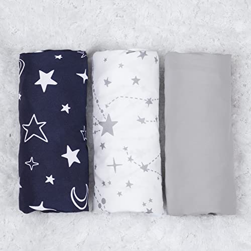 PHF 3 Pack Soft Sheets, Star Comfy Cradle Sheets for Baby Boys