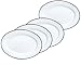 Crow Canyon Enamelware Oval Dinner/Salad/Serving Plates, Classic Tableware - Set of 4 - Solid White with Black Rim Color, 12 Inches x 8.75 Inches