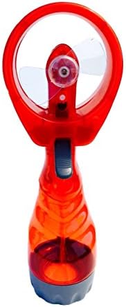Portable, Handheld, Battery Operated Personal Misting Fan/Spray Fan with Wide Opening for Ice, Safe Flexible Plastic Blades, Bright Red